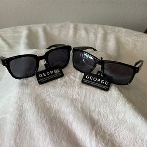 George Sunglasses - (2 Pair) Black and Black Impact & Scratch-Resistant Lenses